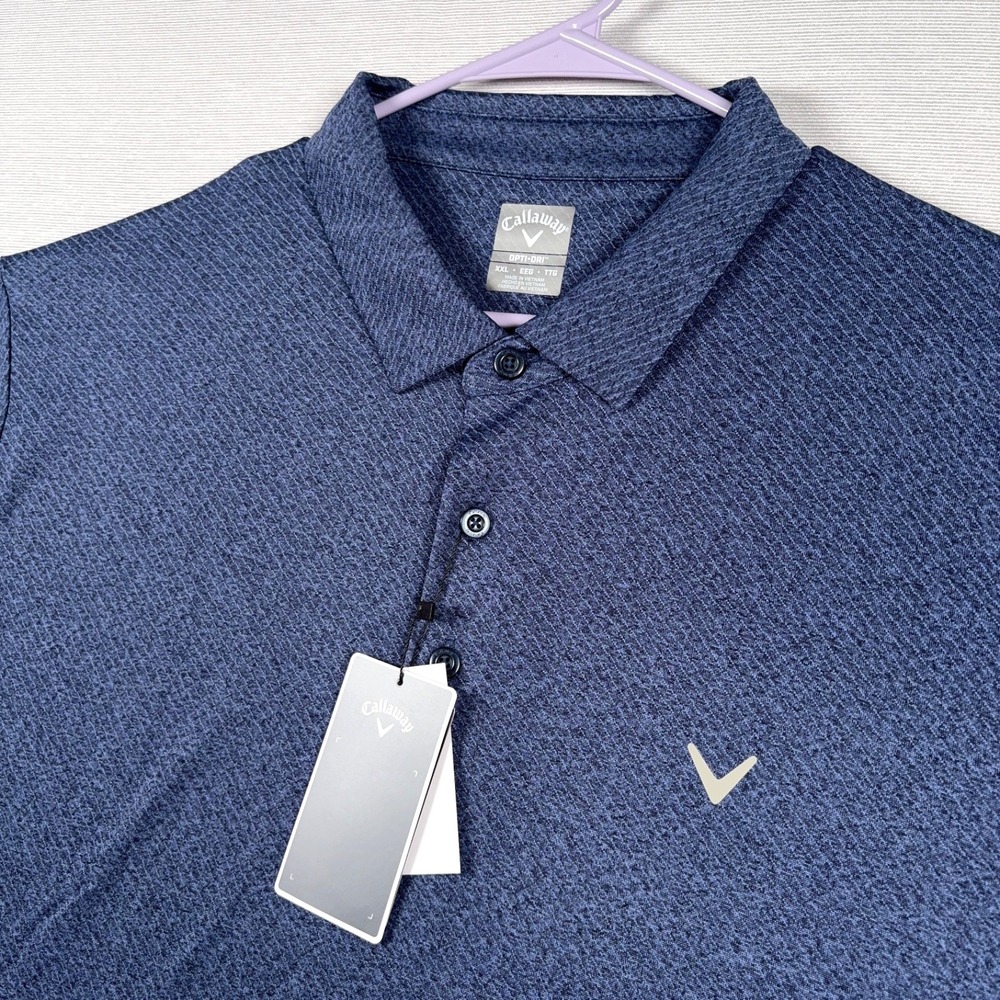 Callaway Opti-Dri Polo Shirt Mens XXL Peacoat Heather Polyester NEW